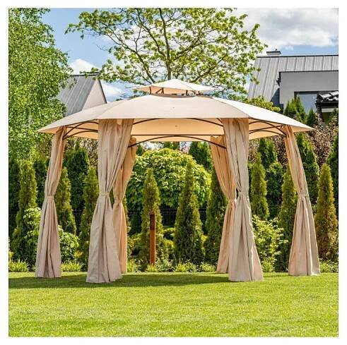 Zahradní pavilon 360x270 cm s posuvnými stěnami GAVI v béžové barvě