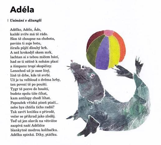 an animal with a beach ball in its mouth and some words on the back ground