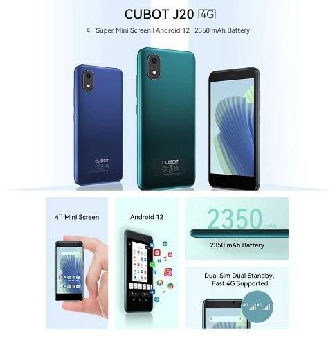 4palcový mini smartphone Cubot J20 16GB ROM (128GB rozšíření) Android 12 2350mAh GPS