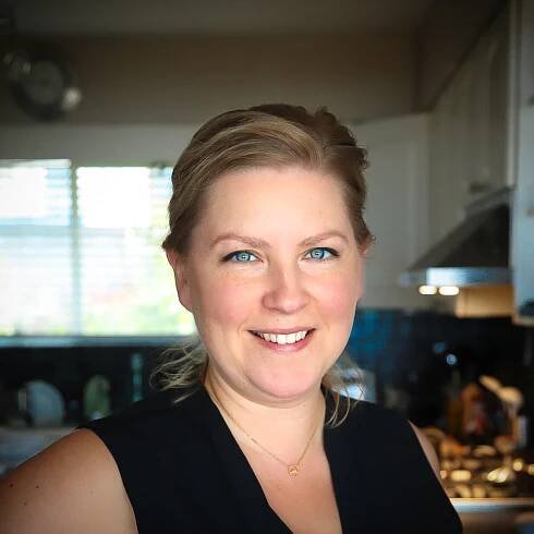 Sabrina Currie in her kitchen