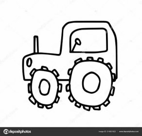 Vektor Doodle Dětská Ruka Traktoru Kreslené Izolovaném Bílém Pozadí Nakreslit