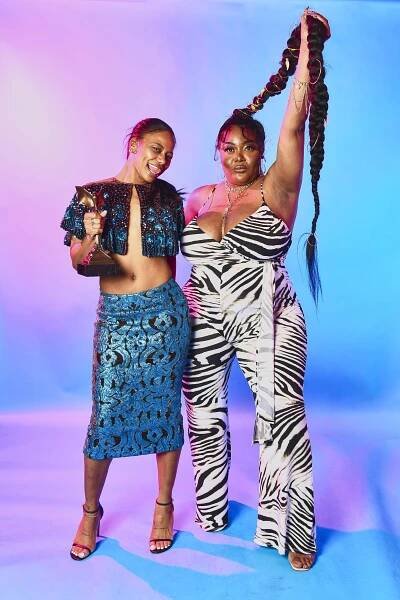 aylour Paige, winner of the Best Female Lead award for ‘Zola,’ and Ts Madison pose during the IMDb Portrait Studio at the 2022 Independent Spirit Awards on March 06, 2022 in Santa Monica, California