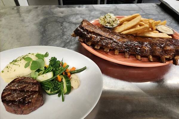 Various dishes at the steakhouse