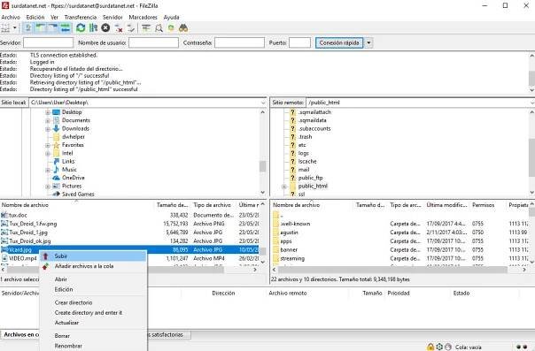 Subir ficheros vía FTPS | SurDataNet - Hosting NVMe Servidores Linux de alta Velocidad: Peru y Latinoamerica