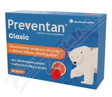 Preventan Clasic s příchutí maliny a grepu tbl.30