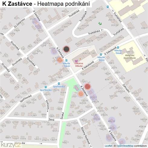 Mapa K Zastávce - Firmy v ulici.
