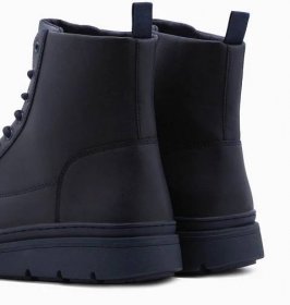 Ombre Clothing Pánské šněrovací zimní boty s vyšším svrškem - tmavě modré V4 OM-FOBO-0133