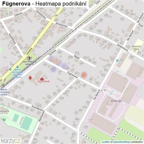 Mapa Fügnerova - Firmy v ulici.