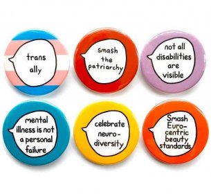 Activist Kit 2 - Set of 6 Activism Ally Pin Badge Buttons