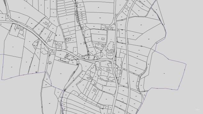 Katastrální mapy pozemků a čísla parcel obce 