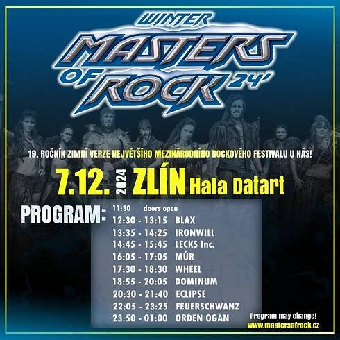 ZIMNÍ MASTERS OF ROCK 2024 zveřejňuje program festivalu! | PRAGOKONCERT BOHEMIA, a.s.