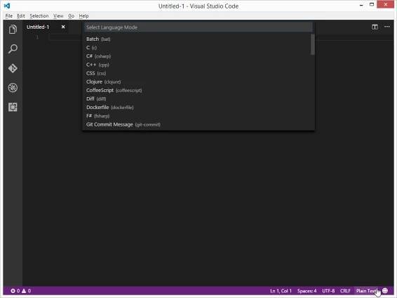 Visual Studio Code Select Language Mode