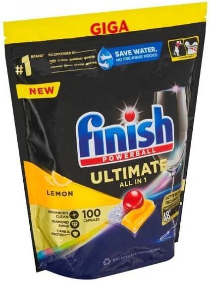 Finish Powerball Ultimate All in 1 Lemon Sparkle kapsle do myčky nádobí 100 ks 1290 g