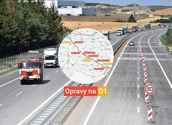 Omezení na dálnici D1: Modernizuje se pět úseků současně, projděte si aktuální přehled