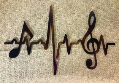 EKG Line Music Notes Treble Clef Heartbeat Sinus Rhythm Indoor or Outdoor Metal Art