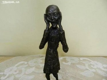 Starožitné zboží: Bronzová socha, ztvárněný Výkřik od Edvarda Muncha - Antik Praha