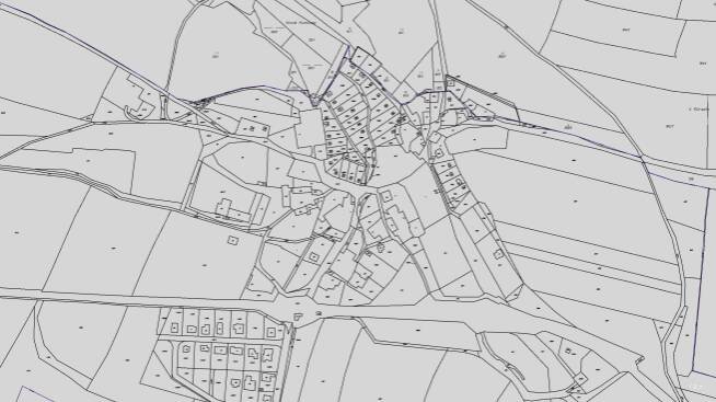 Katastrální mapy pozemků a čísla parcel obce 