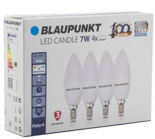 Sada 4 kusů Blaupunkt LED žárovky E14 6,8W NW