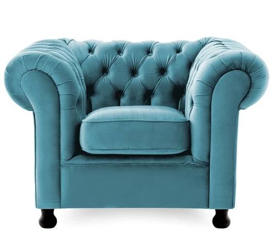 Modré křeslo Vivonita Chesterfield