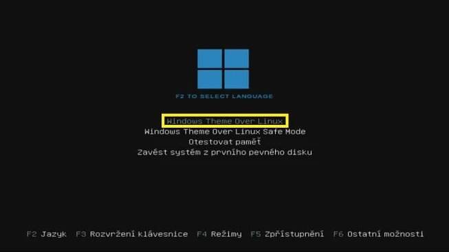 Menu před instalací
