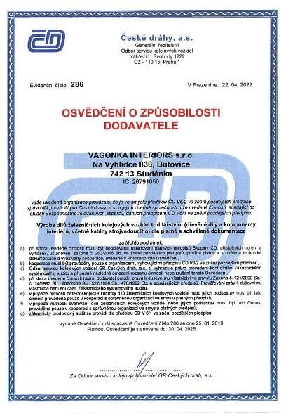 Certifikáty – VAGONKA INTERIORS s.r.o