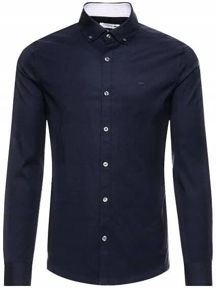 Pánská košile LACOSTE tmavě modrá slim-fit s kontrastním logem - 42/L