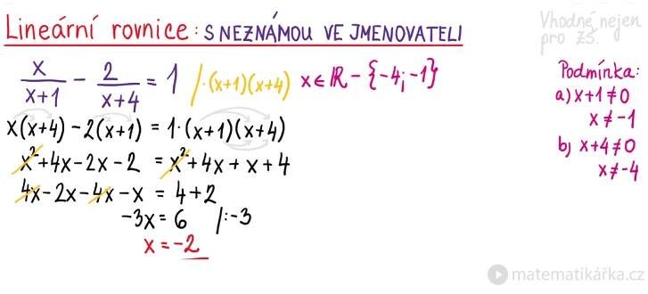 Jak na rovnici s neznámou ve jmenovateli