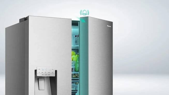 Zvuková signalizace na Americké chladničce hisense French door RF749N4SWFE_03