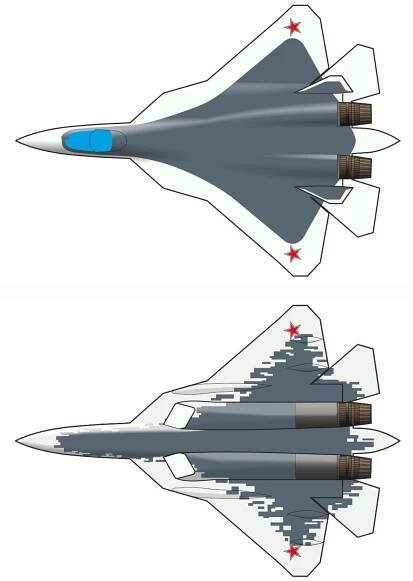 Sukhoi Su-57 in colours (PAK FA, Prospective Frontline Aviation System). Sukhoi Su-57 fighter camouflage and painting schemes