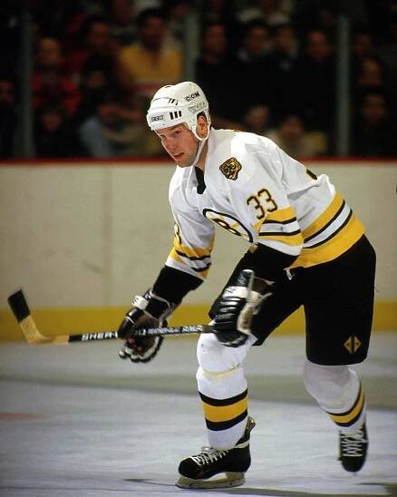Lyndon Byers of the Boston Bruins skates in game at the Boston Garden. 