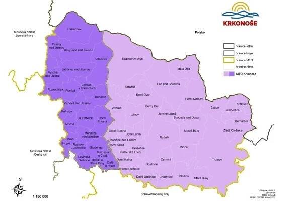 Mapa turistického regionu Krkonoše