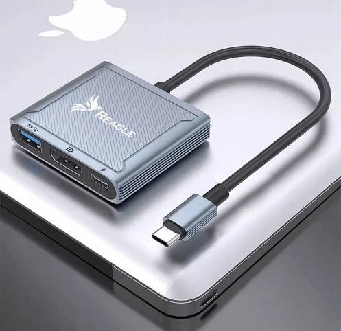 HUB ADAPTÉR USB-C Display Port DP 8K 60Hz PD M1 M2 Stav balení originální