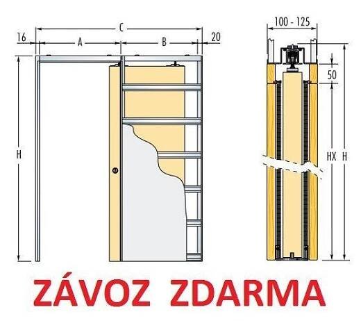Stavební jednokřídlé pouzdro ECLISSE 800 mm do sádrokartonu - NonstopStavebniny.cz