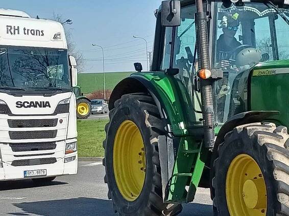 Protestující zemědělci v Havlíčkově Brodě