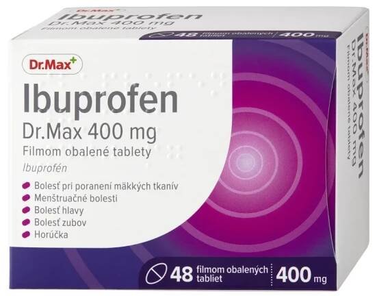 Ibuprofen Dr. Max 400 mg filmom obalené tablety 1×48 tbl, tlmí bolesť, zápal a znižuje horúčku