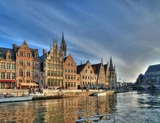 Historické centrum města gent, Belgie — Stock obrázek