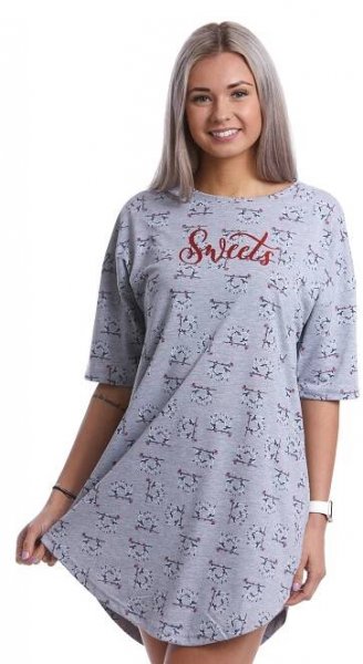 Šedá noční košilka pro ženy milované ovečky, Swiets, Košilka dámská, noční košile pro ženy, Noční košilka, Maxitriko dámské