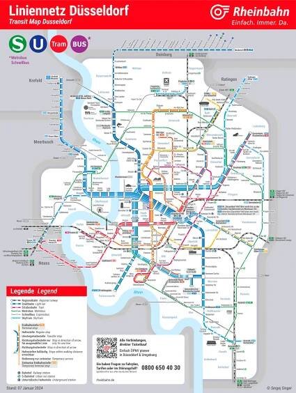 Komplexní mapa Düsseldorfu.