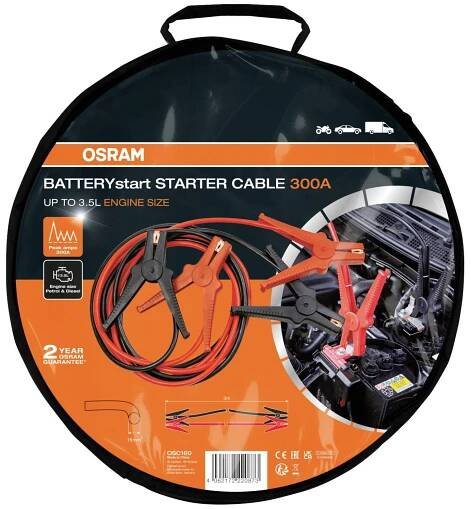 Osram Automotive BATTERYstart STARTER CABLE 300A startovací kabely 16 mm² hliník (poměděný) 3 m s plastovými kleštěmi