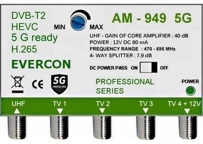 Evercon HEVC anténní zesilovač pro 4 TV AM-949 5G od 546 Kč - Heureka.cz