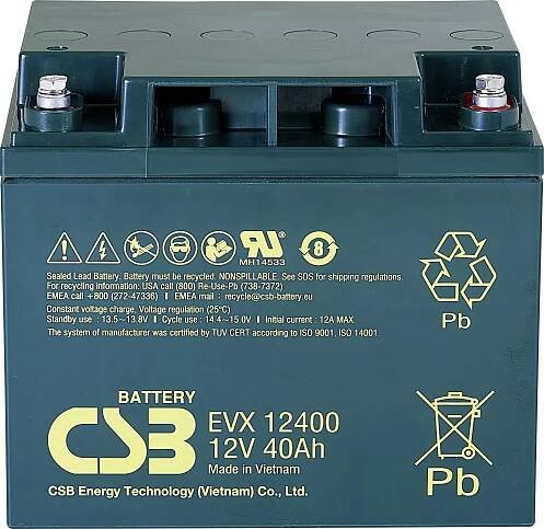 CSB Battery EVX 12400 EVX12400-I1 olověný akumulátor 12 V 40 Ah olověný se skelným rounem (š x v x h) 197 x 170 x 165 mm