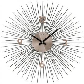 Designové hodiny velké ams 9610 motiv sluníčko antracitová