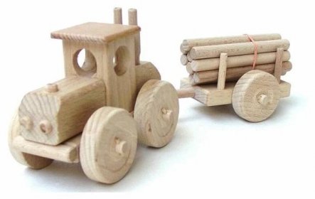 Auta, traktory - Dřevěný TRAKTOR s KLÁDAMA - Hračky pro kluky - český výrobek
