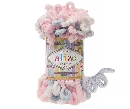 ALIZE Puffy Color 5864 bílo-šedo-růžová