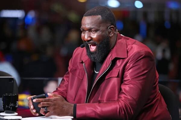 Kendrick Perkins looks on before the game between the Milwaukee Bucks and the Oklahoma City Thunder during the Emirates NBA Cup Championship game on December 16, 2024 at T-Mobile Arena in Las Vegas, Nevada. 
