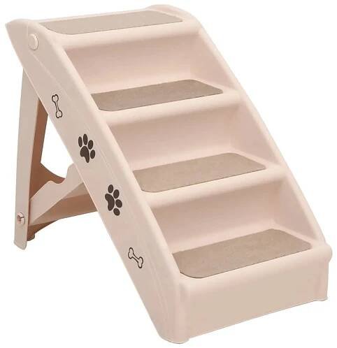 vidaXL Skládací schůdky pro psy krémové 62 x 40 x 49,5 cm