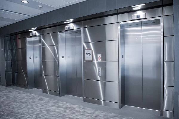 polished stainless steel elevator wall cladding