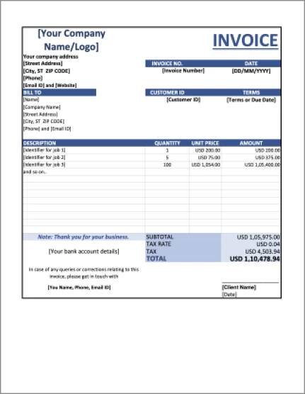 Google Doc Invoice Template