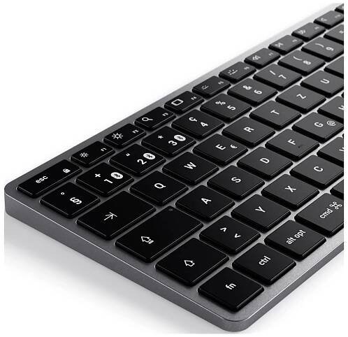 Satechi Slim X1 Bluetooth® klávesnice švýcarská, QWERTZ antracitová tlačítka multimédií, s podsvícením