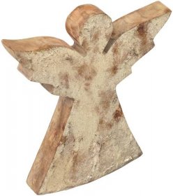 Vánoční andělská dekorace Vánoční mangové dřevo 20×18×2,5cm